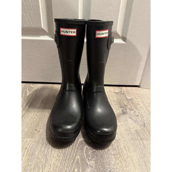 Hunter Original Short Women's Matte Black Onyx Adjustable Rain Boot US 9 Medium - Picture 1 of 6
